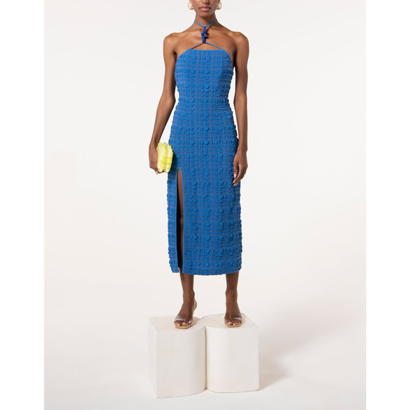 cult gaia Dresses & Skirts - Cult Gaia 'Castila' Blue Crepe Embellished Dress Size L